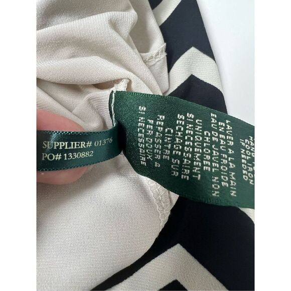 RALPH LAUREN BLACK & WHITE CHEVRON PRINT DRESS W/TIE All-Season Size 16 - Picture 10 of 12